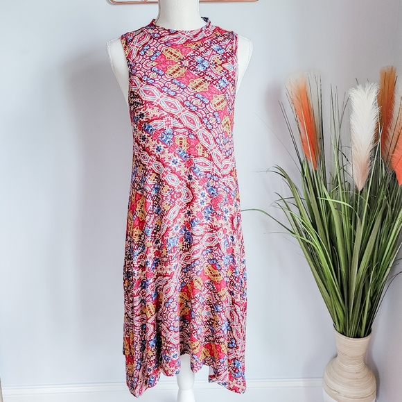 Maeve, Lilt Boho Print Mockneck Swing Knit Dress S - Picture 2 of 11